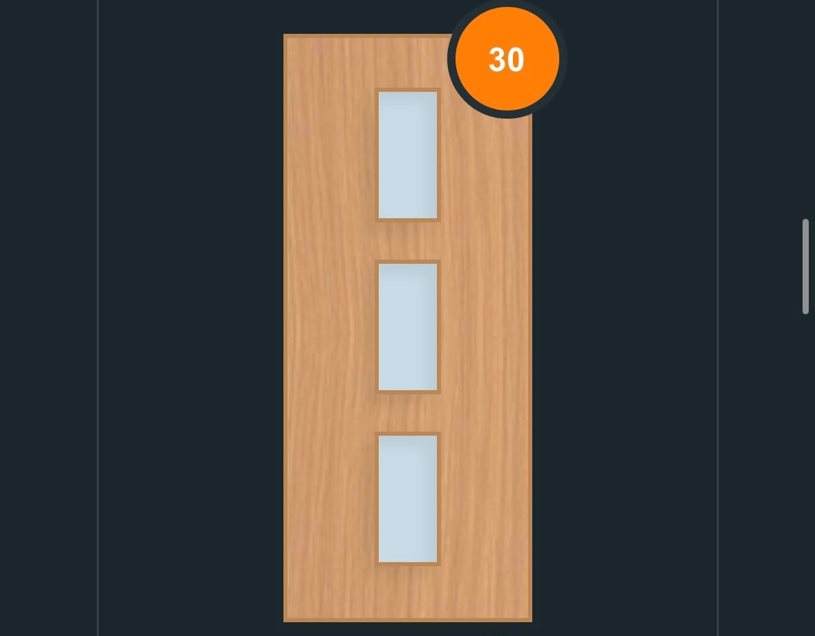 FD30 glazed fire door design — single square pane