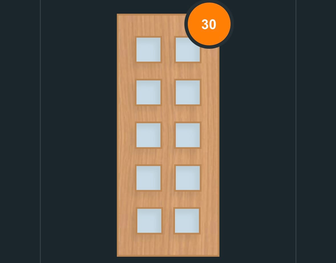 FD30 glazed fire door design — four square panes