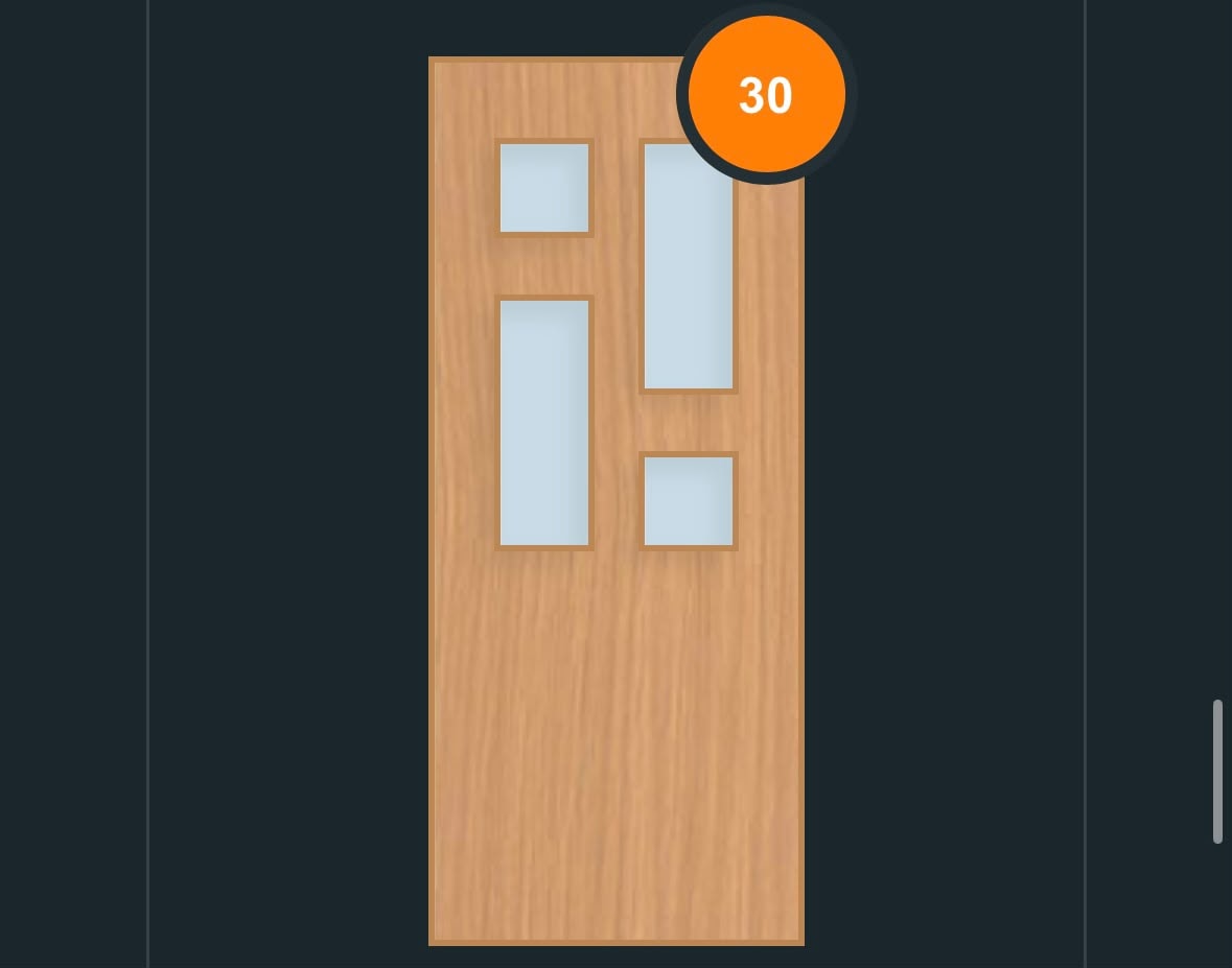 FD30 glazed fire door design — horizontal strip panes
