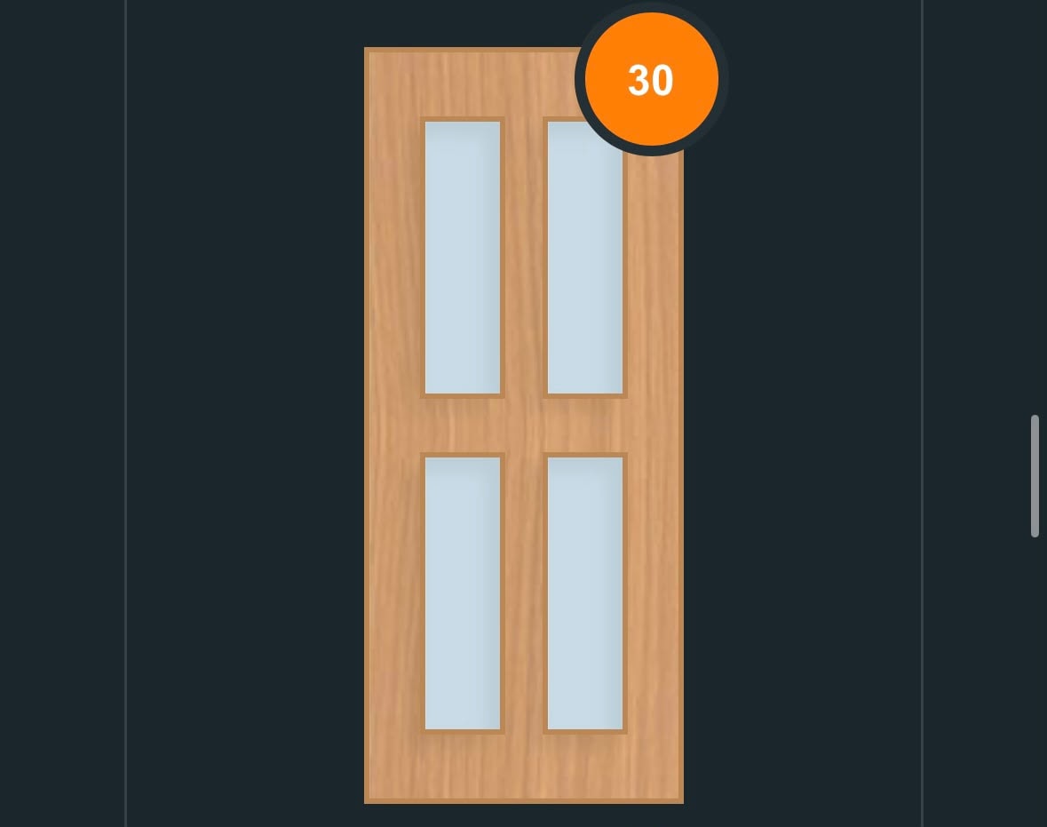 FD30 glazed fire door design — diamond pane configuration