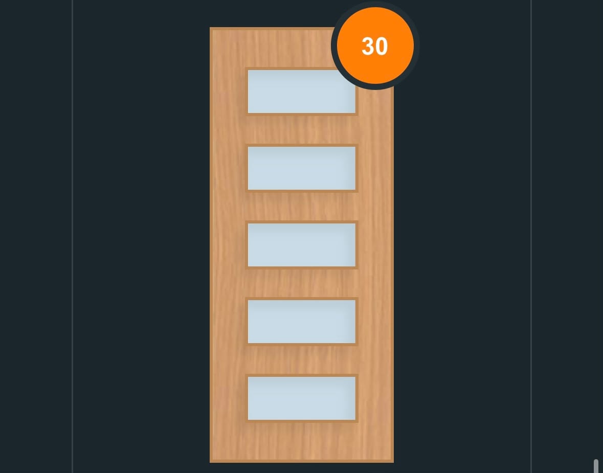 FD30 glazed fire door design — mixed pane layout