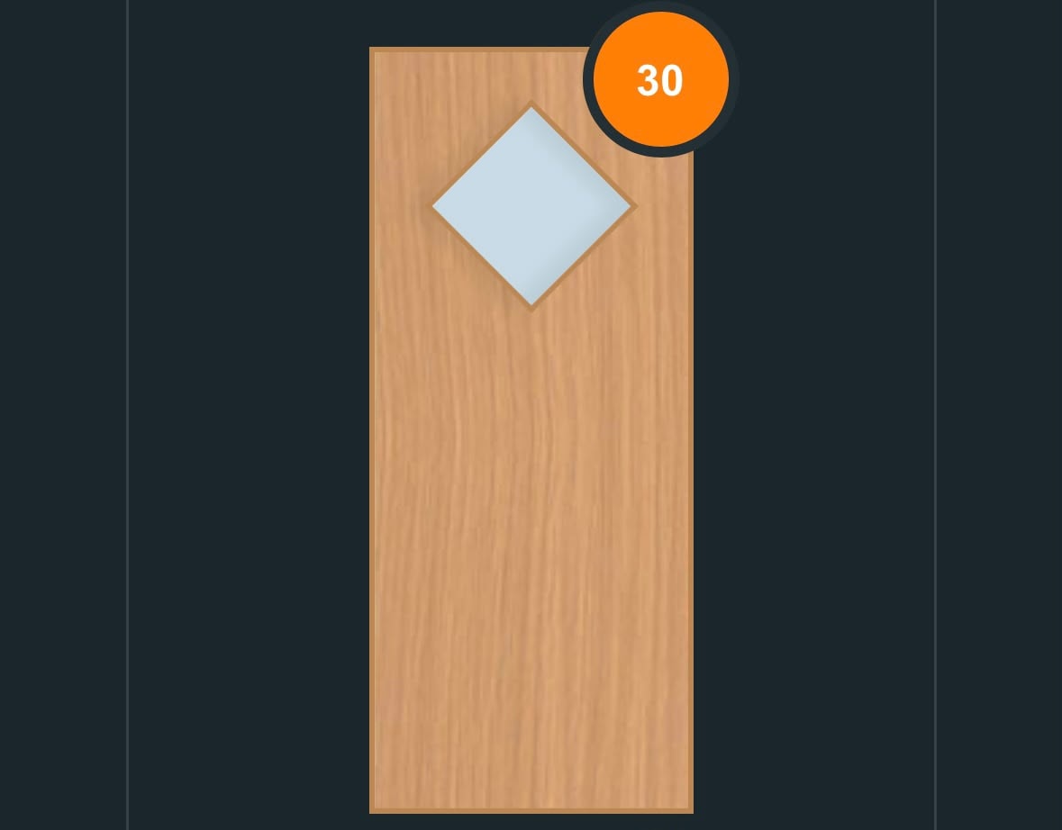 FD30 glazed fire door design — 2×5 grid configuration