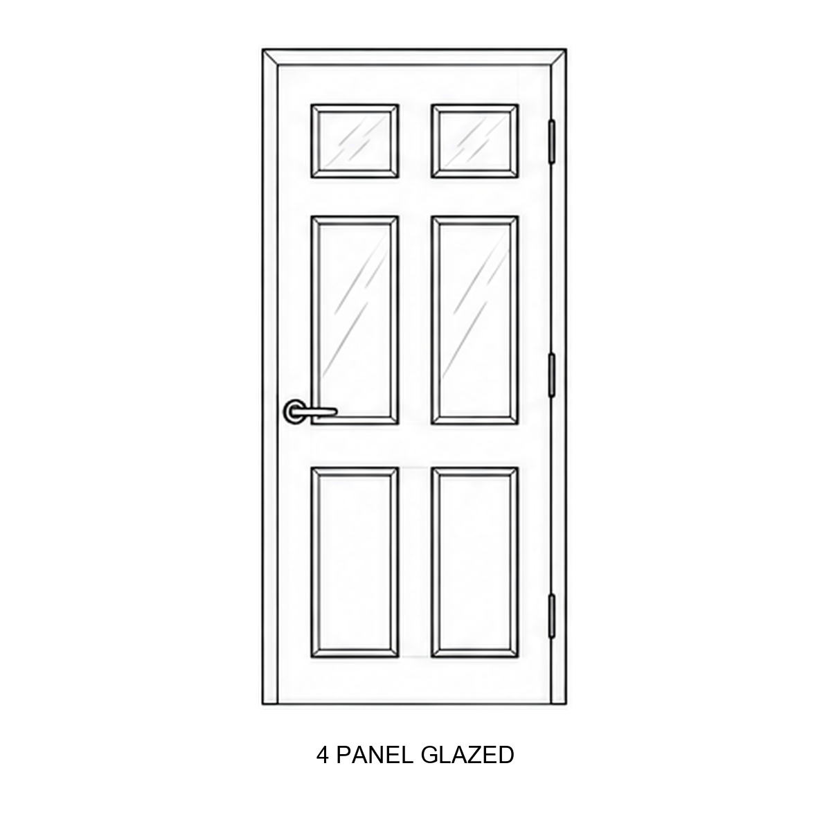FD30 fire door design — 4 panel glazed
