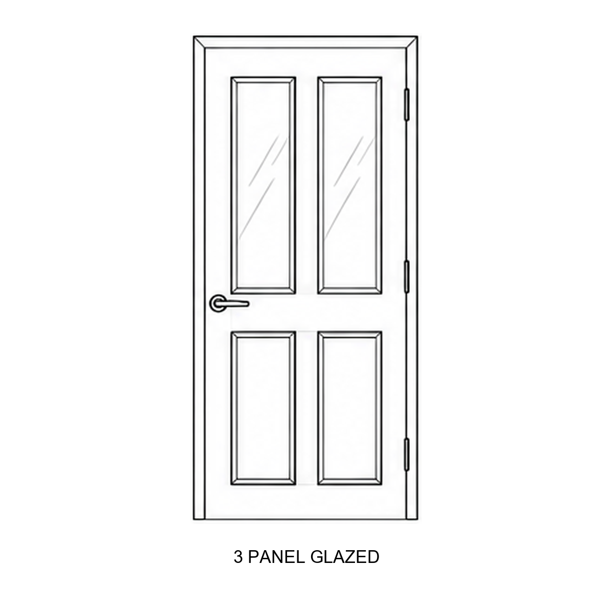FD30 fire door design — 3 panel glazed