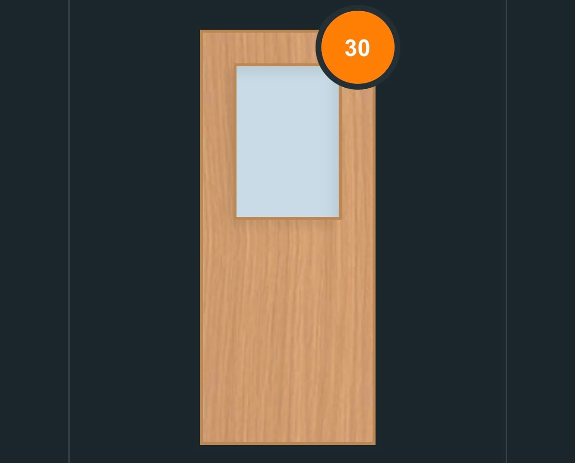 FD30 glazed fire door design — offset double pane