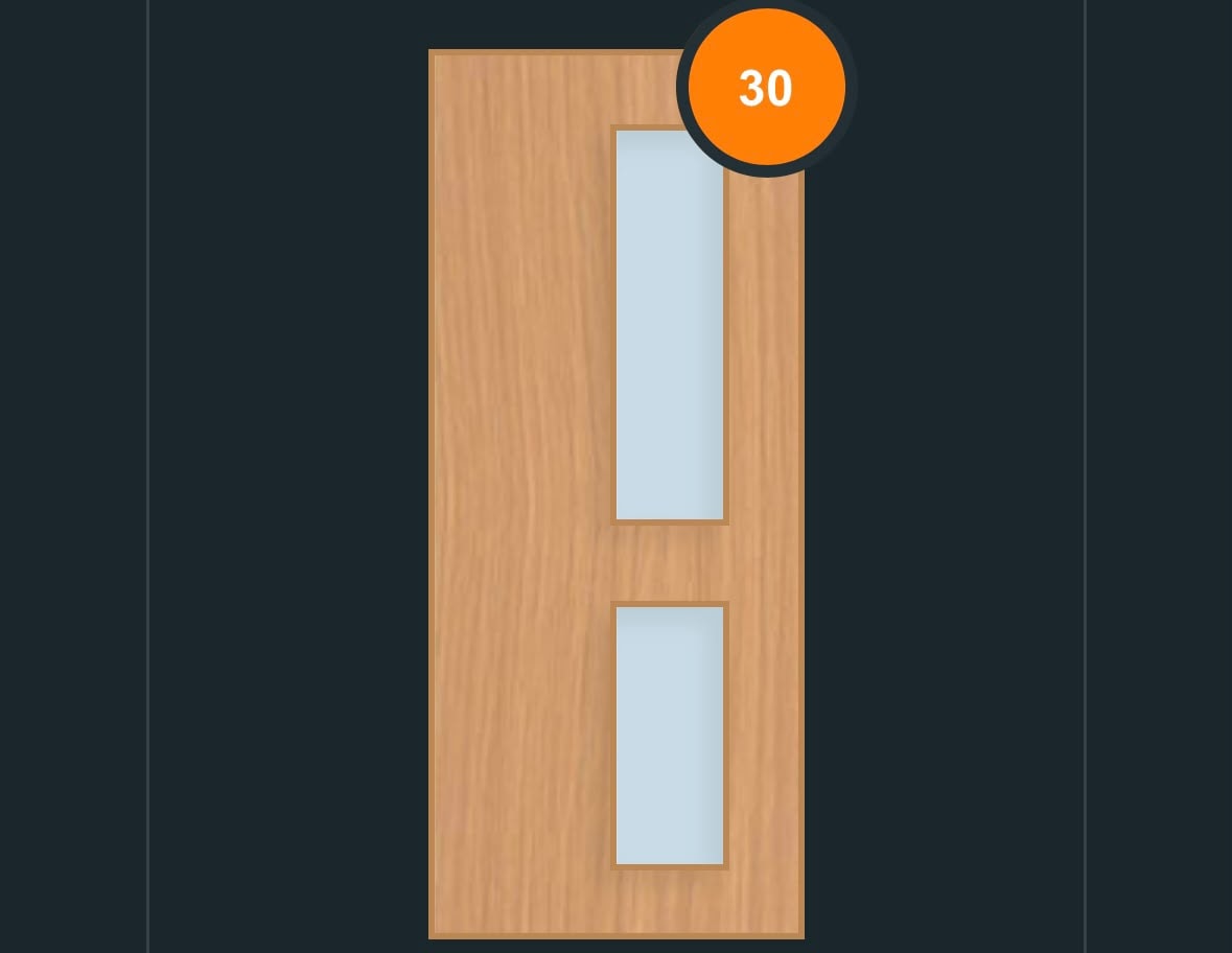 FD30 glazed fire door design — side-by-side vertical panes